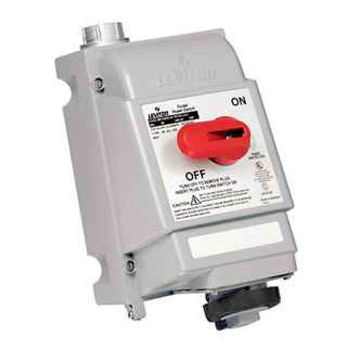 Leviton 420MI5W 20 Amp, 600 Volt 3-Phase, IEC 309-1 & 309-2, 3P, 4W, Mechanical Interlock North American Pin & Sleeve Receptacle, Hub Sold Separately (See Cat Number HUB-xxx), Industrial Grade, IP67, Watertight, Non-Fused - BLACK