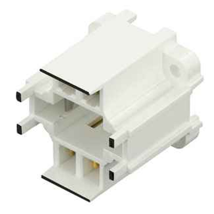 Leviton 26725-411 G24q-1, GX24q-1 Base, 10W 13W 4-Pin, 10mm Compact Fluorescent Lampholder, Vertical, Bottom Screw-Down, Black Color Code, , Quick-Connect 18AWG Solid or Str. Tinned - White Body