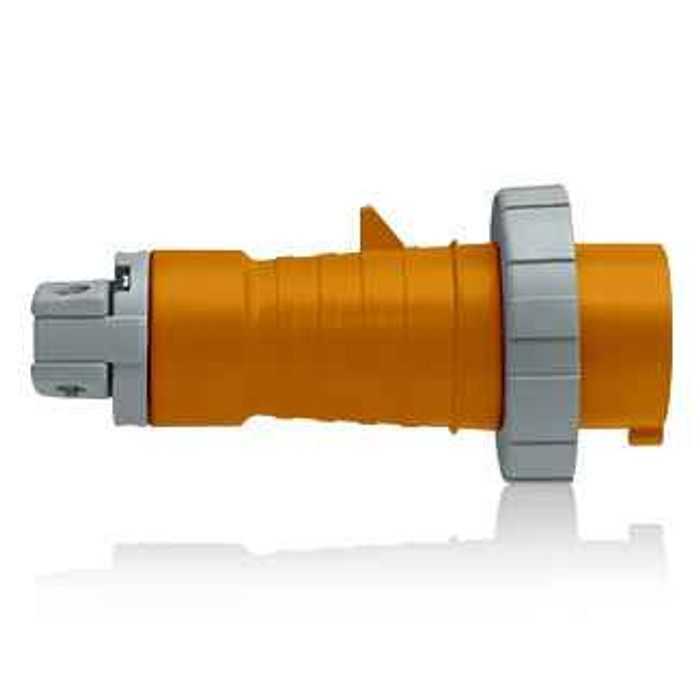 Leviton 420P12W 20 Amp, 125/250 Volt, 3P, 4W, North American-Rated Pin & Sleeve Plug, Industrial Grade, IP67, Watertight - ORANGE