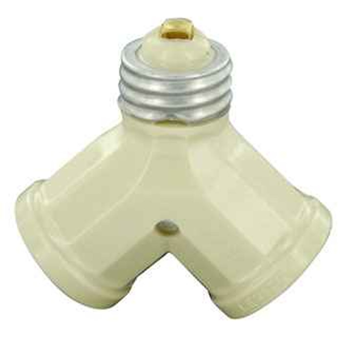 Leviton 128-I 660 Watt, 125 Volt, Single Lampholder-to-Twin Lampholder Adapter - Ivory