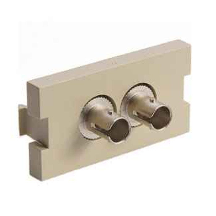 Leviton 41291-2TI Duplex ST Fiber Adapter MOS Module, Phosphor Bronze Sleeve, 1 Unit High, Ivory