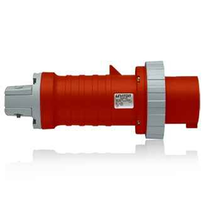 Leviton 4100P7W 100 Amp, 480 Volt 3-Phase, 3P, 4W, North American-Rated Pin & Sleeve Plug, Industrial Grade, IP67, Watertight - RED
