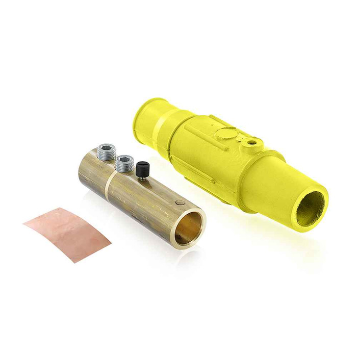Leviton 17D24-Y 17 Series Female Complete Plug, Detachable, Cam-Type Connector, Industrial Grade, Double Set Screw, Taper Nose, Cable Range- 350-500MCM, 690 Amp - Yellow