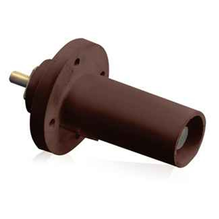 Leviton 17R21-H 17 Series Male Panel Receptacle, Cam-Type, 90-Degree, Taper Nose, Threaded Stud, Industrial Grade, 250-750MCM, 690 Amp - BROWN