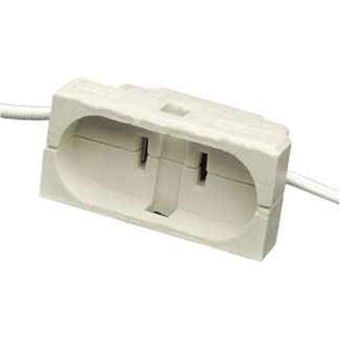 Leviton 357-9 Incandescent lampholder, Par connector - for 56 and 64 lamps, mogul base; 1000W-125V, with two white 18 inch 14AWG SEW-2 200C 600V glass braid leads, free ends stripped 3/4 inch.