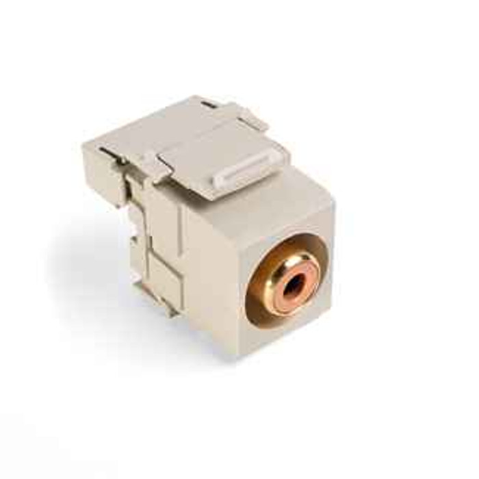Leviton 40735-ROI RCA 110-Termination QuickPort Connector, Orange Barrel, Ivory Housing