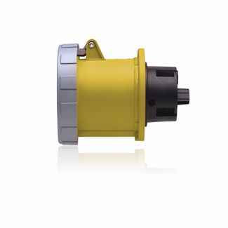 Leviton 3100R4W 100 Amp, 125 Volt, 2P, 3W, Outlet North American Pin & Sleeve Receptacle, Industrial Grade, IP67, Watertight - YELLOW