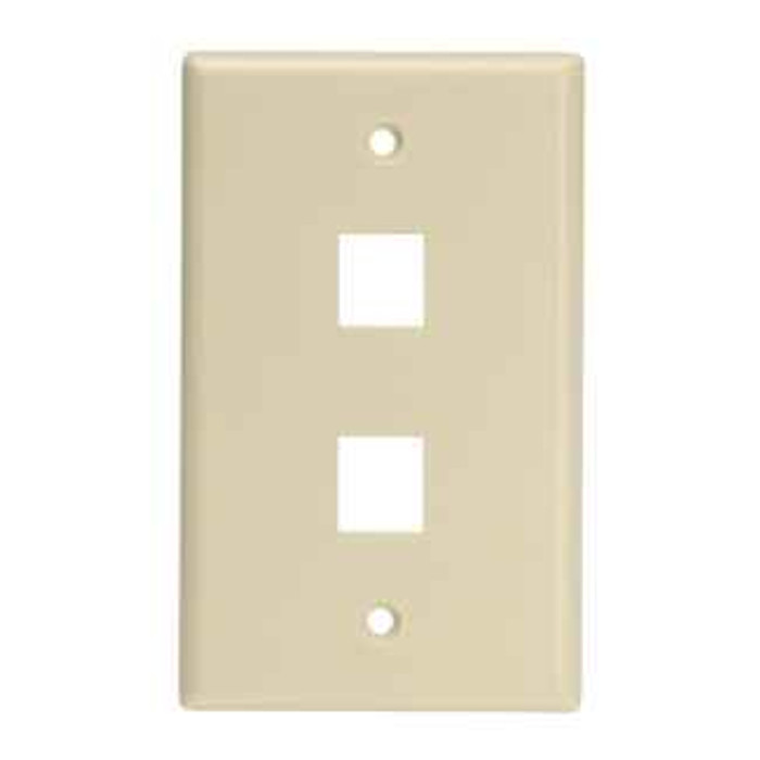 Leviton 41080-2IL Single-Gang QuickPort Wallplate for Large Connectors, 2-Port, Ivory