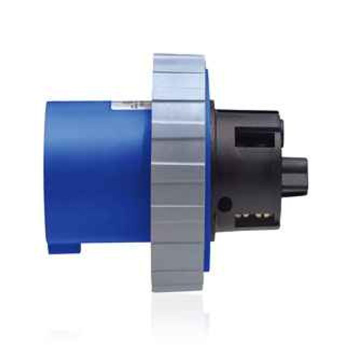 Leviton 4100B9W 100 Amp, 250 Volt 3-Phase, 3P, 4W, Inlet North American Pin & Sleeve Inlet, Industrial Grade, IP67, Watertight - BLUE