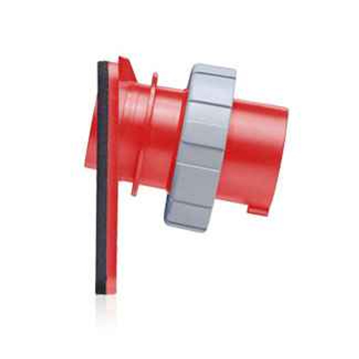 Leviton 420B7W 20 Amp, 480 Volt 3-Phase, 3P, 4W, Inlet North American Pin & Sleeve Inlet, Industrial Grade, IP67, Watertight - RED