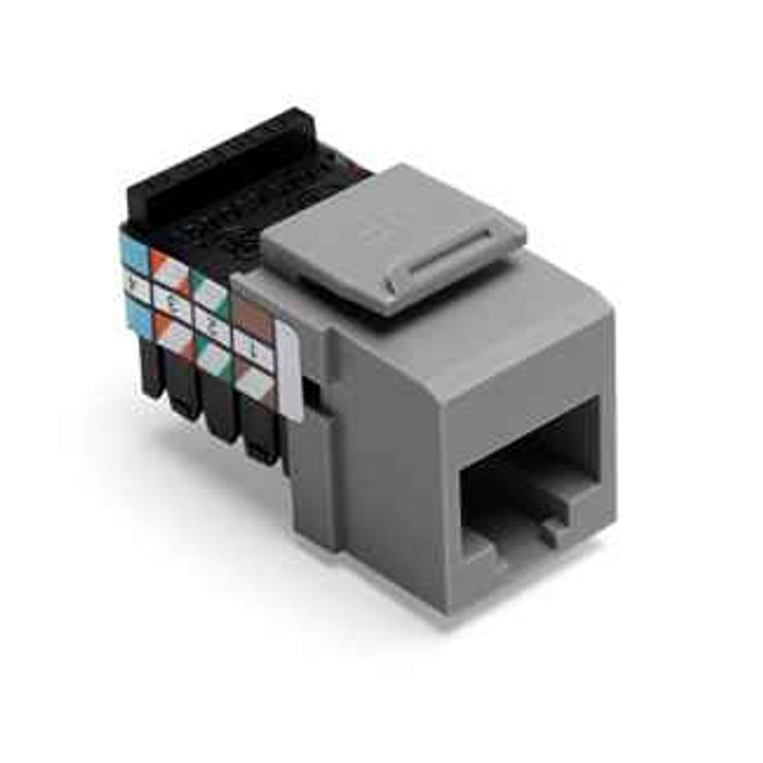 Leviton 41108-RG8 Voice Grade QuickPort Connector, 8P8C, Grey Leviton 41108-RG8 Voice Grade QuickPort Connector, 8P8C, Grey