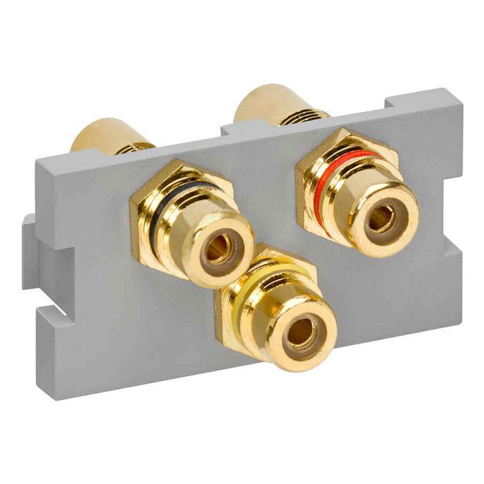 Leviton 41292-3RG RCA Composite Feedthrough MOS Connector, Grey