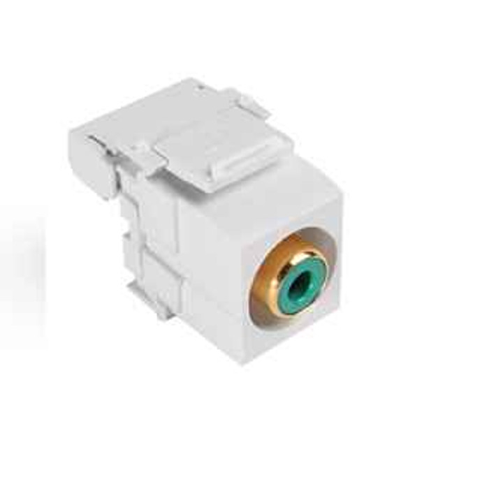 Leviton 40735-RVW RCA 110-Termination QuickPort Connector, Green Barrel, White Housing