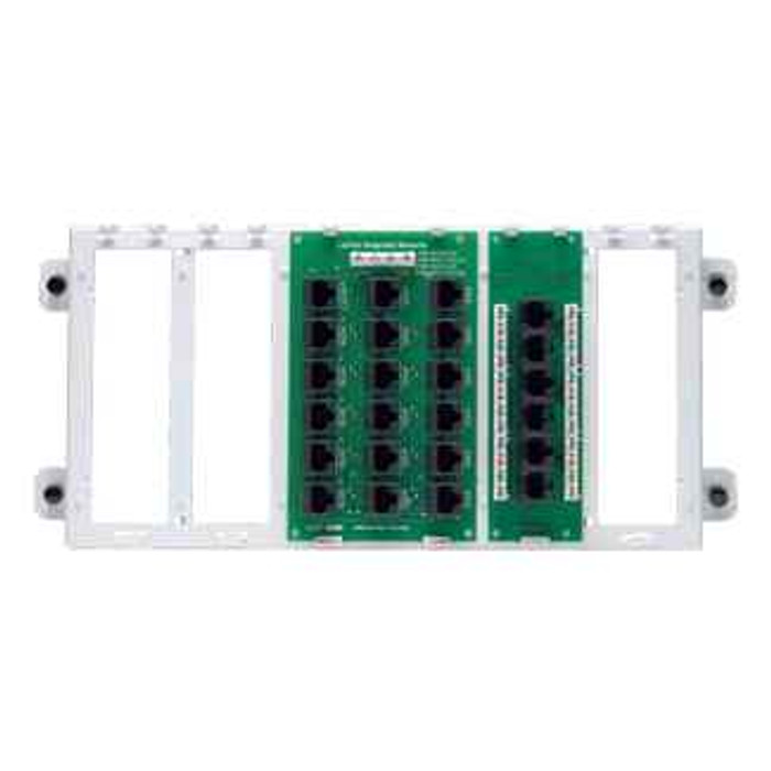 Leviton 47603-8C1 4x18 Telephone Distribution Board on 24P EBK Bracket w/ 1 Cat 5e Board. pkd: 1/small box, 4/carton boxed.