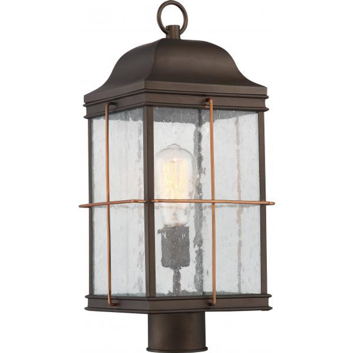 NUVO Lighting NUV-60-5835 Howell - 1 Light - Outdoor Post Lantern with 60W Vintage Lamp Included - Bronze with Copper Accents Finish