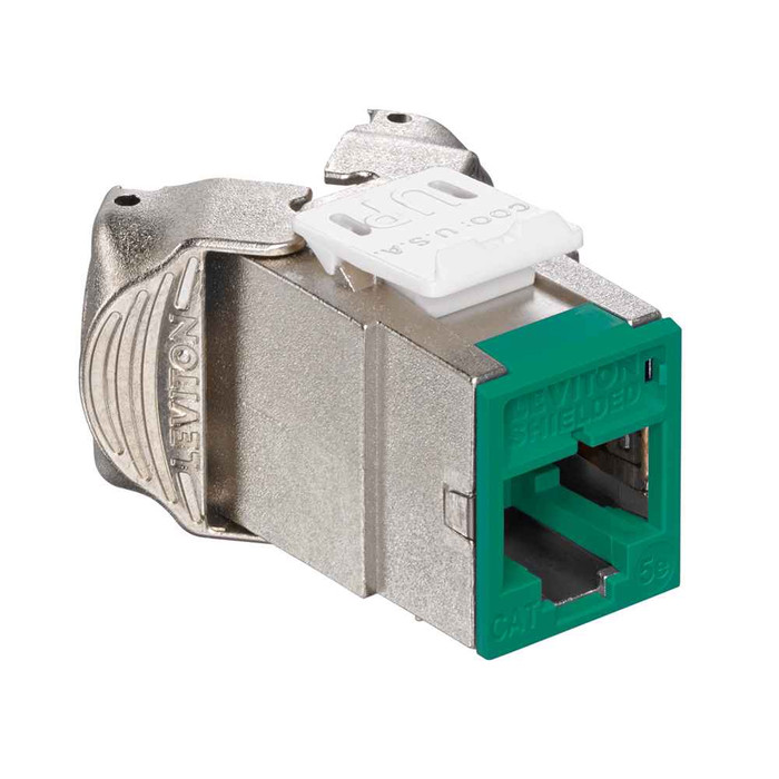 Leviton 5ESJK-RV5 Atlas-X1 Cat 5e Shielded QuickPort Jack, Green