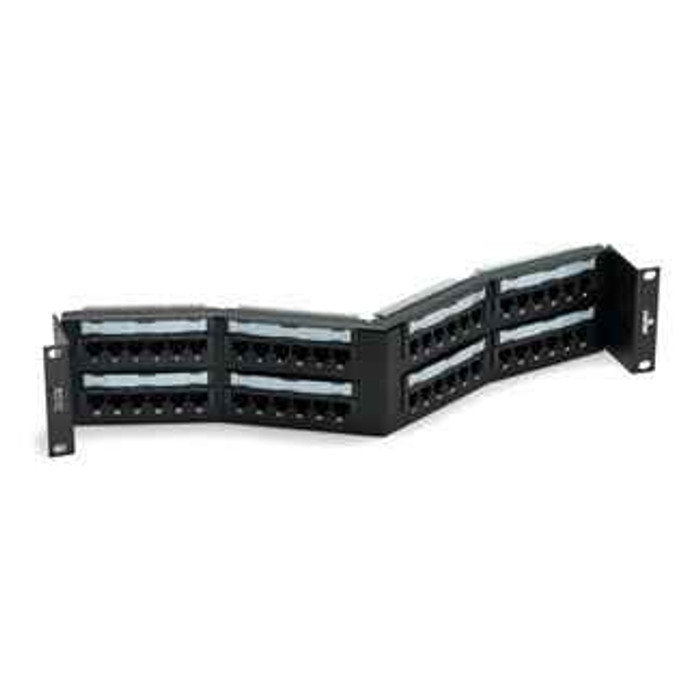Leviton 5W597-U48 Cat 5e Universal Recessed-Angled Patch Panel, 48-port, 2RU