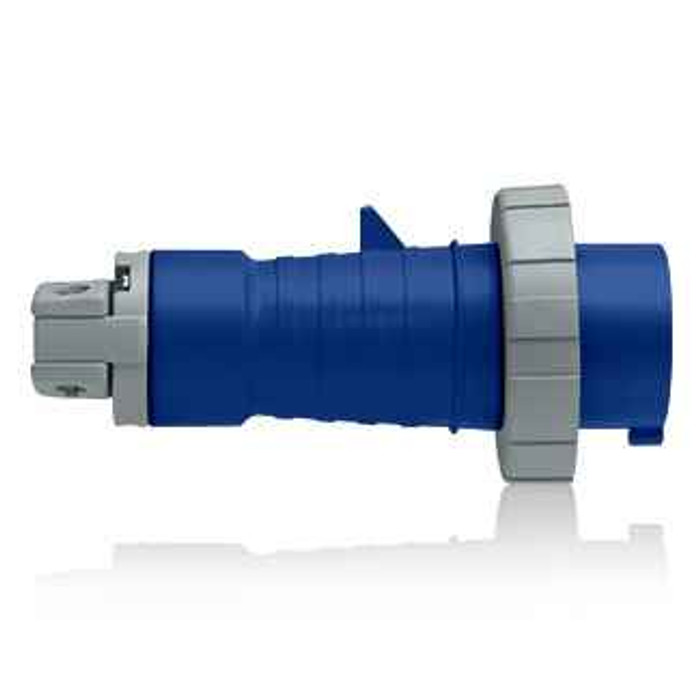 Leviton 530P9W 30 Amp, 120/208 Volt 3-Phase WYE, 4P, 5W, North American-Rated Pin & Sleeve Plug, Industrial Grade, IP67, Watertight - BLUE
