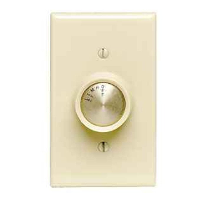Leviton 6639-IW 1.5 Amp, 120 Volt AC 60Hz, Single-Pole, Trimatron Quiet Step Electro-Mechanical, Rotary Fan Speed Control - White knob assembled, Ivory included. Packaged in Clamshell.