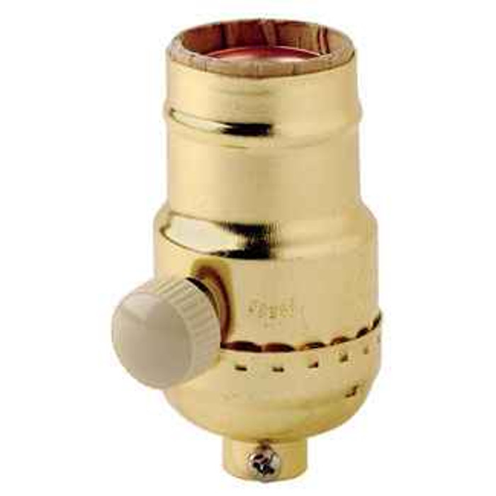 Leviton 6151 150W, 120 Volt AC 60Hz, Single-Pole, Metal Shell Full Range Electro-Mechanical Incandescent Lampholder Socket Dimmer, - Brass