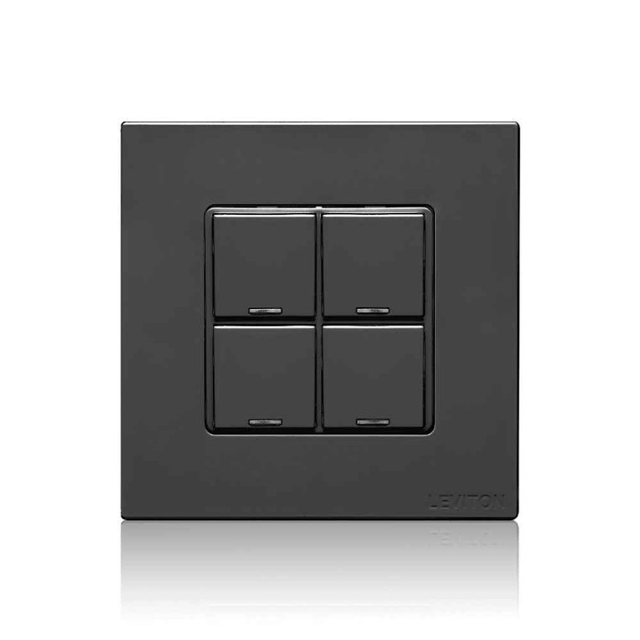 Leviton CKDBK-40E DLV Color Change Kit, IEC BS, 4 Buttons, Color: Black