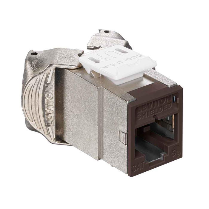 Leviton 5ESJK-RB5 Atlas-X1 Cat 5e Shielded QuickPort Jack, Brown