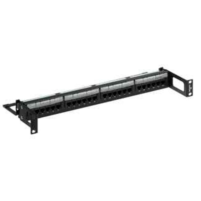 Leviton 5G596-R24 Cat 5e Universal Recessed Patch Panel, 24-Port, 1RU. Cable Management bar included.