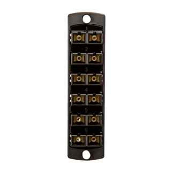 Leviton 5F100-2EC SDX Precision Molded Plate (BLACK), 50/125um Multimode OM2, Duplex SC, 12 fibers, Zirconia Ceramic Sleeve