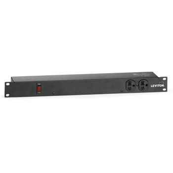 Leviton 4520-10L Non-metered Basic PDU, horizontal, black, 120V, 20A, 10 foot cord length
