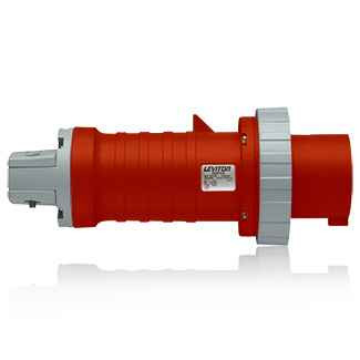 Leviton 5100P7W 100 Amp, 277/480 Volt 3-Phase WYE, 4P, 5W, North American-Rated Pin & Sleeve Plug, Industrial Grade, IP67, Watertight - RED