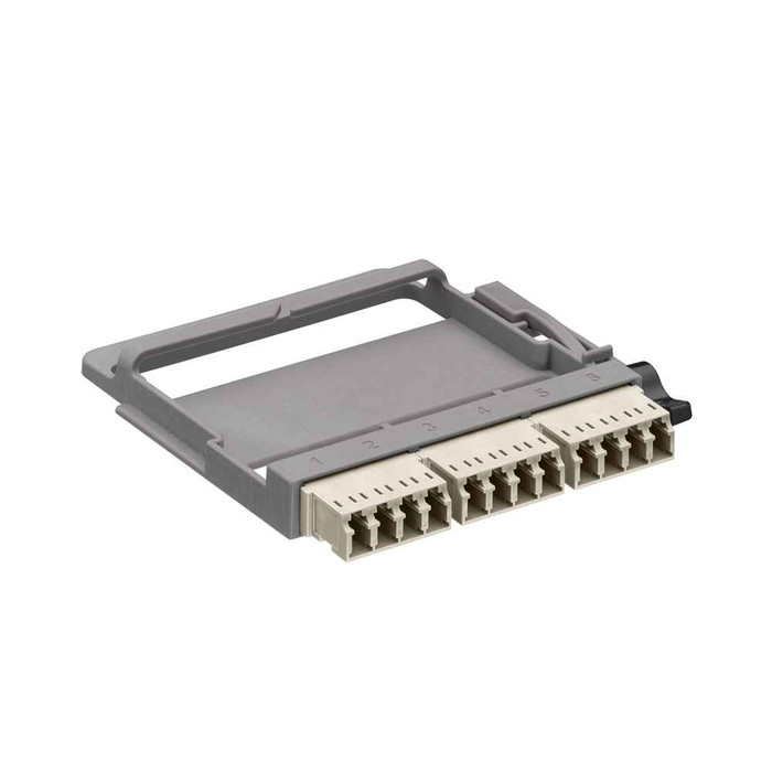 Leviton 5FUHD-2IL HDX Fiber Adapter Plate, OM1 & OM2, Quad LC (beige), 12 fibers, Phosphor Bronze Sleeve