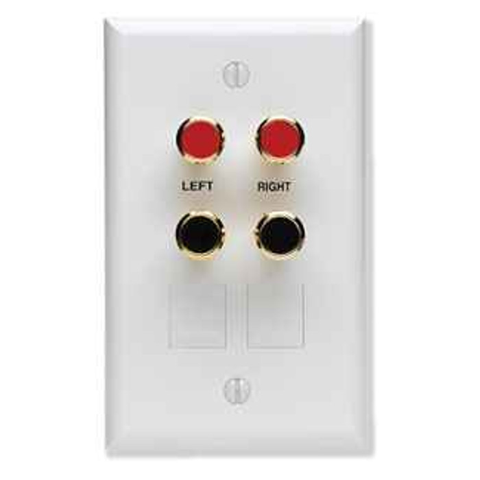 Leviton AEMRK Multi-Room Install Wallplate, two gold-plated spring clips, two QuickPort openings
