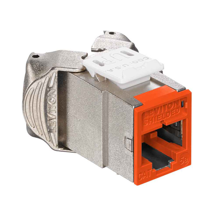 Leviton 5ESJK-RO5 Atlas-X1 Cat 5e Shielded QuickPort Jack, Orange