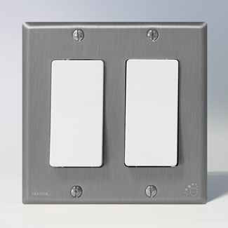 Leviton 84409-A40 Antimicrobial Treated Stainless Steel 2-Gang Decora Wallplate