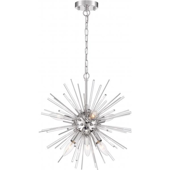 NUVO Lighting NUV-60-6993 Cirrus - 8 Light - Chandelier - Polished Nickel Finish with Glass Rods