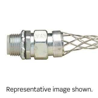 Leviton L7904 1 Inch, Straight, Male, Zinc-Plated Steel Body, Liquid-Tight Metal Core Conduit, Strain-Relief Grip