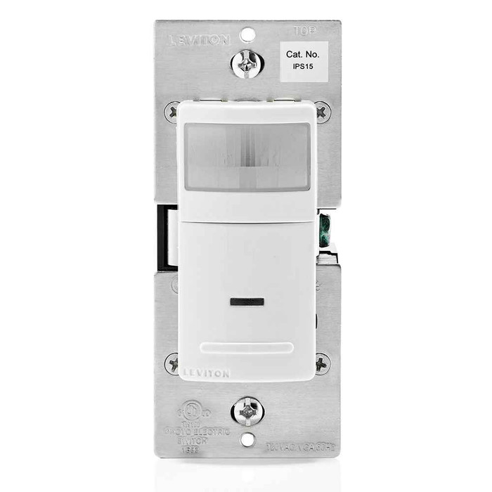 Leviton IPS15-1LZ Decora Motion Sensor, 180 Degree PIR In-Wall Switch, White, Ivory, Light Almond