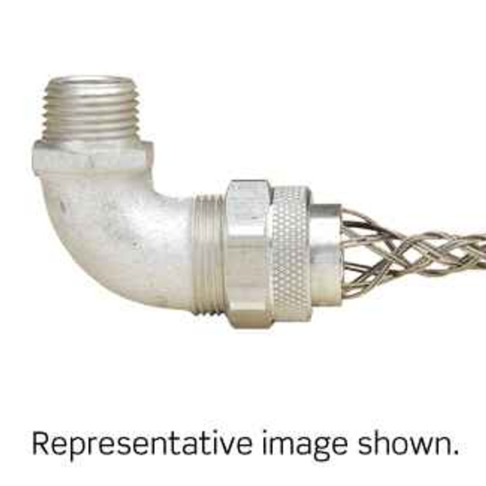 Leviton L7770 1-1/2 Inch, Straight Male, Stainless Steel Wire Mesh Strain Relief Grip, Deluxe Cord Grip, Aluminium Fitting, Single/Double Weave, 1.437" - 1.562" Wire Diameter