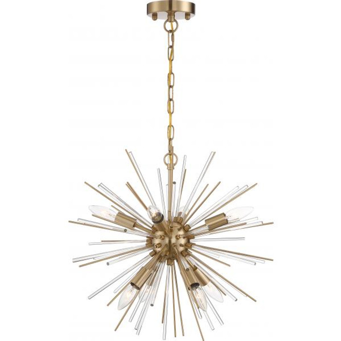 NUVO Lighting NUV-60-6994 Cirrus - 8 Light - Chandelier - Vintage Brass Finish with Glass Rods