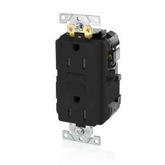 Leviton MGFT1-E Lev-Lok SmartlockPro GFCI Duplex Receptacle Outlet, Extra Heavy-Duty Industrial Specification Grade, Tamper-Resistant, Power Indication, 15 Amp, 20 Amp Feed-Through, 125 Volt, Modular (line) and Back or Side Wire (load), NEMA 5-15R, 2