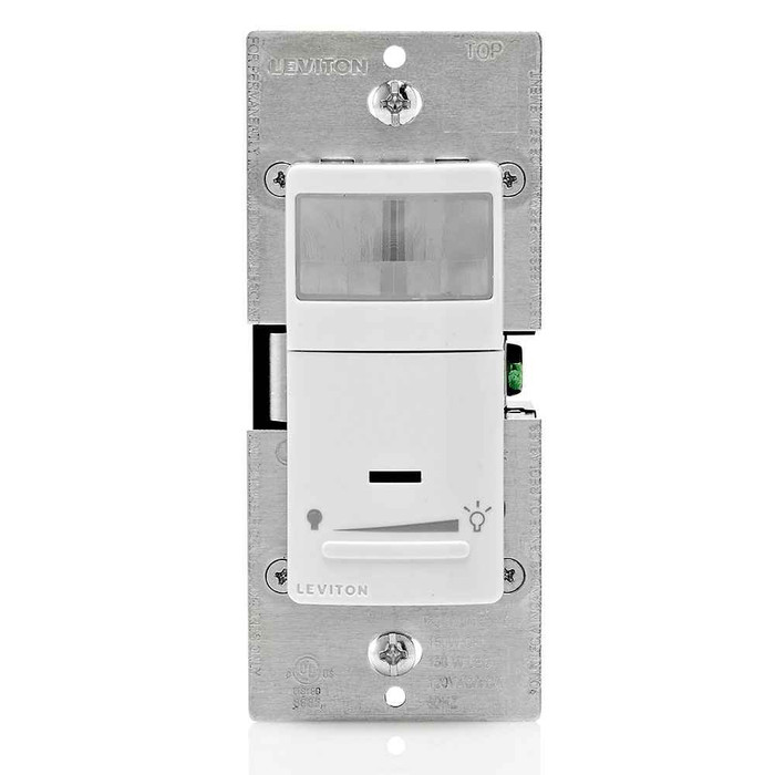 Leviton IPVD6-1LZ Decora Vacancy Motion Sensor In-Wall Dimmer, Manual-On, 2.5A, Single Pole or 3-Way, White, Ivory, Light Almond