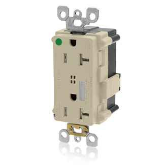 Leviton MT838-I Lev-Lok Decora Plus Surge Protective Duplex Receptacle Outlet, Heavy-Duty Hospital Grade, Tamper-Resistant, 20 Amp, 125 Volt, Modular, NEMA 5-20R, 2-Pole, 3-Wire, Self-Grounding - Ivory