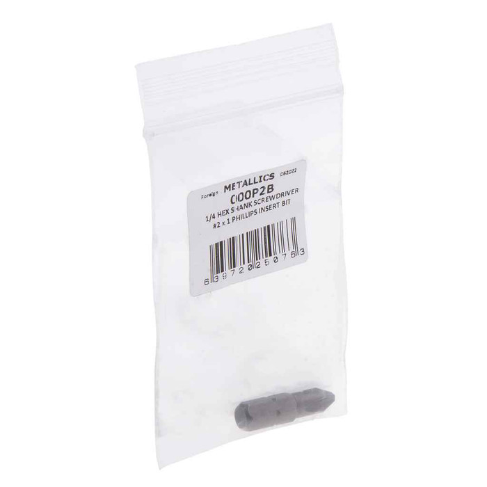 Metallics 000P2B Screwdriver Bit Hx 1/4" Phillips 8-10 Point #2 1" (1pc)