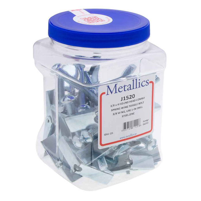 Metallics 1512B Anchors Toggle Bolts Rh 1/4"x4"(Jar1000)
