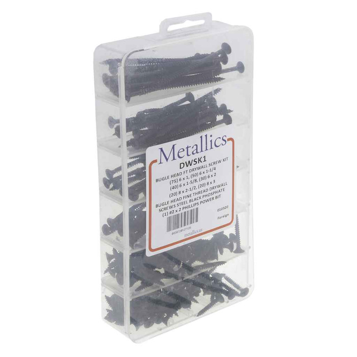 Metallics DWS9V 8 x 3 in. Bugle Head Phillips Drywall Screws - Steel Black Phosphate - Fine Threads - 500qty