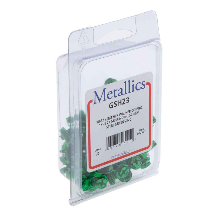 Metallics GSH23 Ground Screw10-32 X 3/8 Hwh Cd Green Steel Zinc (Box 100)