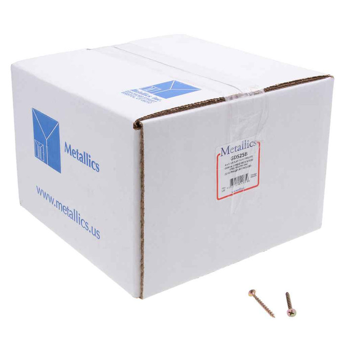 Metallics GDS55B 8 x 3 in. Flat Head Phillips Deck Screws - Steel Yellow Zinc - Coarse Threads - 5000qty