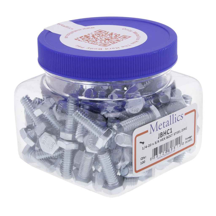Metallics JBBH91 Bolts 1/4-28 x 1 HXBT Sbr (Jar 100)
