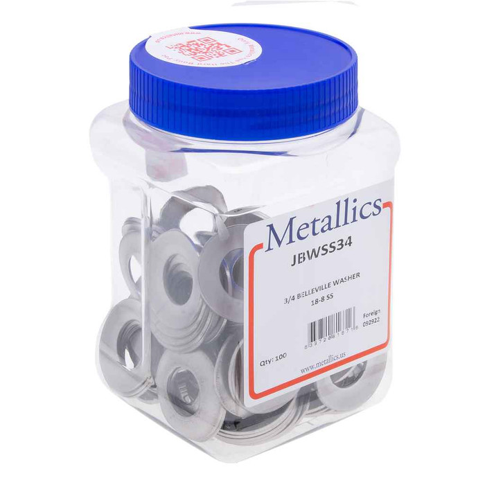 Metallics JBWSS12HD Washers 1/2 Hvy Duty Belleville SS (Jar 100)