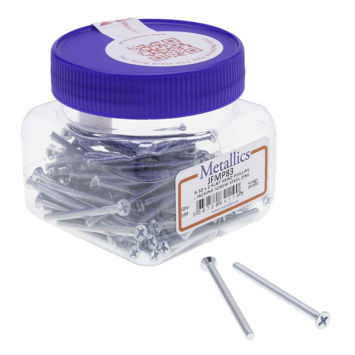 Metallics JFMP102SS 1/4-20 x 1-1/4 in. Flat Head Phillips Machine Screws - 18-8 Stainless - 100qty
